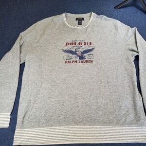 Polo Ralph Lauren Mens XL Gray Waffle Knit Thermal Sleepwear Eagle Graphic Top